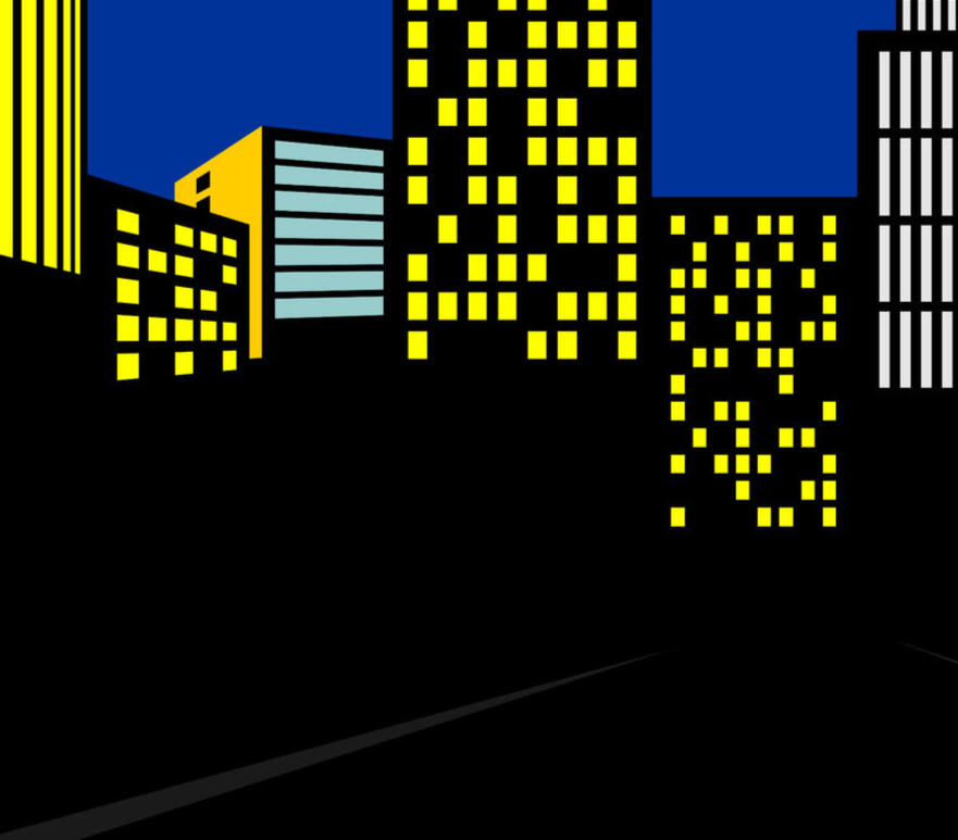 Cartoon Night Time City Scape